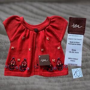 Tea Collection Floral Swing Cardigan Sweater Baby Sz 18-24 months